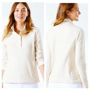 Tommy Bahama Aruba Quilted Pullover Sweater‎ S Small Linen Half Snap Button